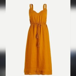 J crew linen drawstring dress with embroidery (Size: 6,  NWT)